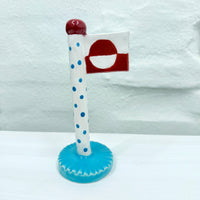 Dobbelt flag Grønlandsk/Dansk flag med blå dots og isblå fod