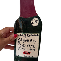 Rødvin, keramisk Vægophæng Vinflaske. Redwine Wall object.
