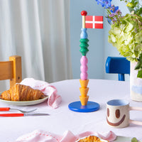 Tally wooden flag. Statement table flag, height 35cm, with clean, harmonious shapes and colors.