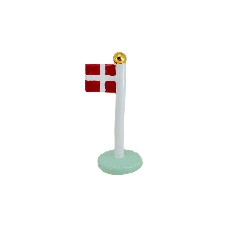 Keramik flag med guldknop & lysegrøn fod