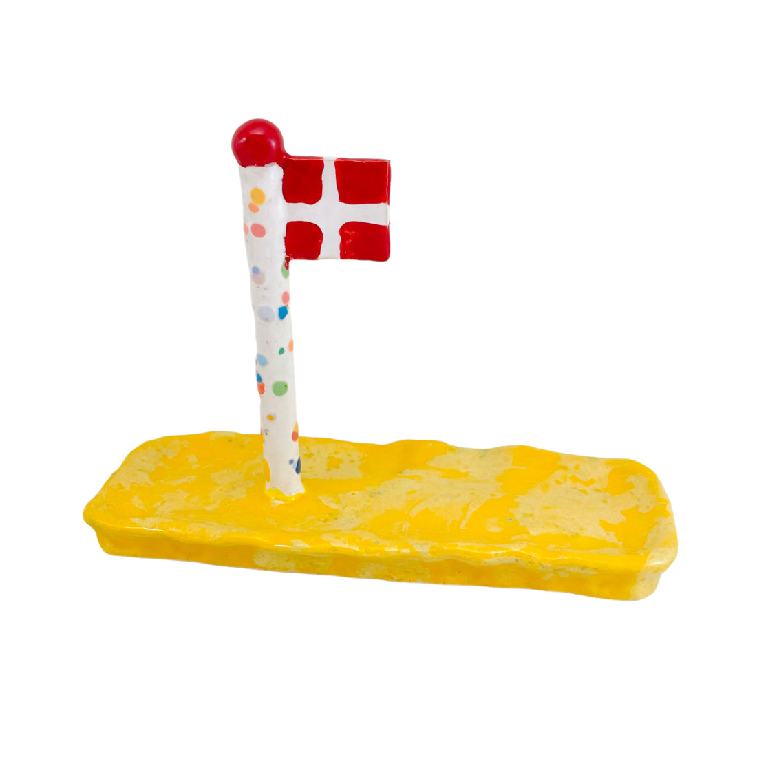 Harlekin flag på bred fod som også er et lille fad til slik eller småkager