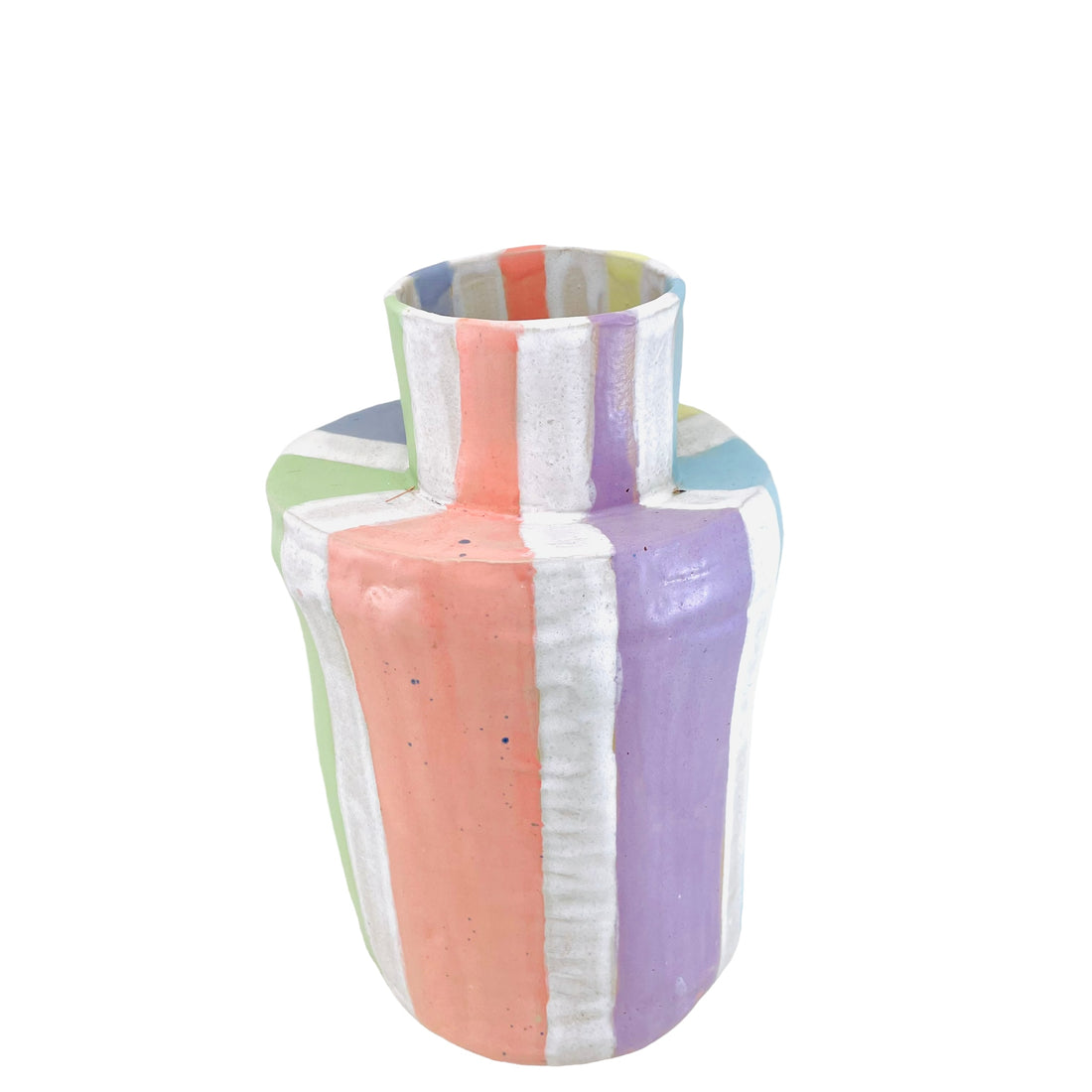 Stor stribet vase i skønne pastel farver