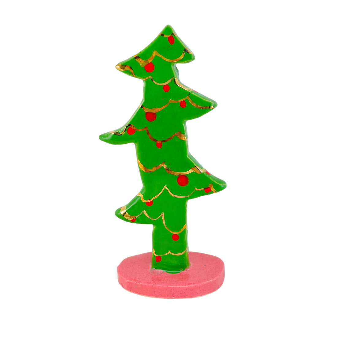 Juletræ i grøn med guld