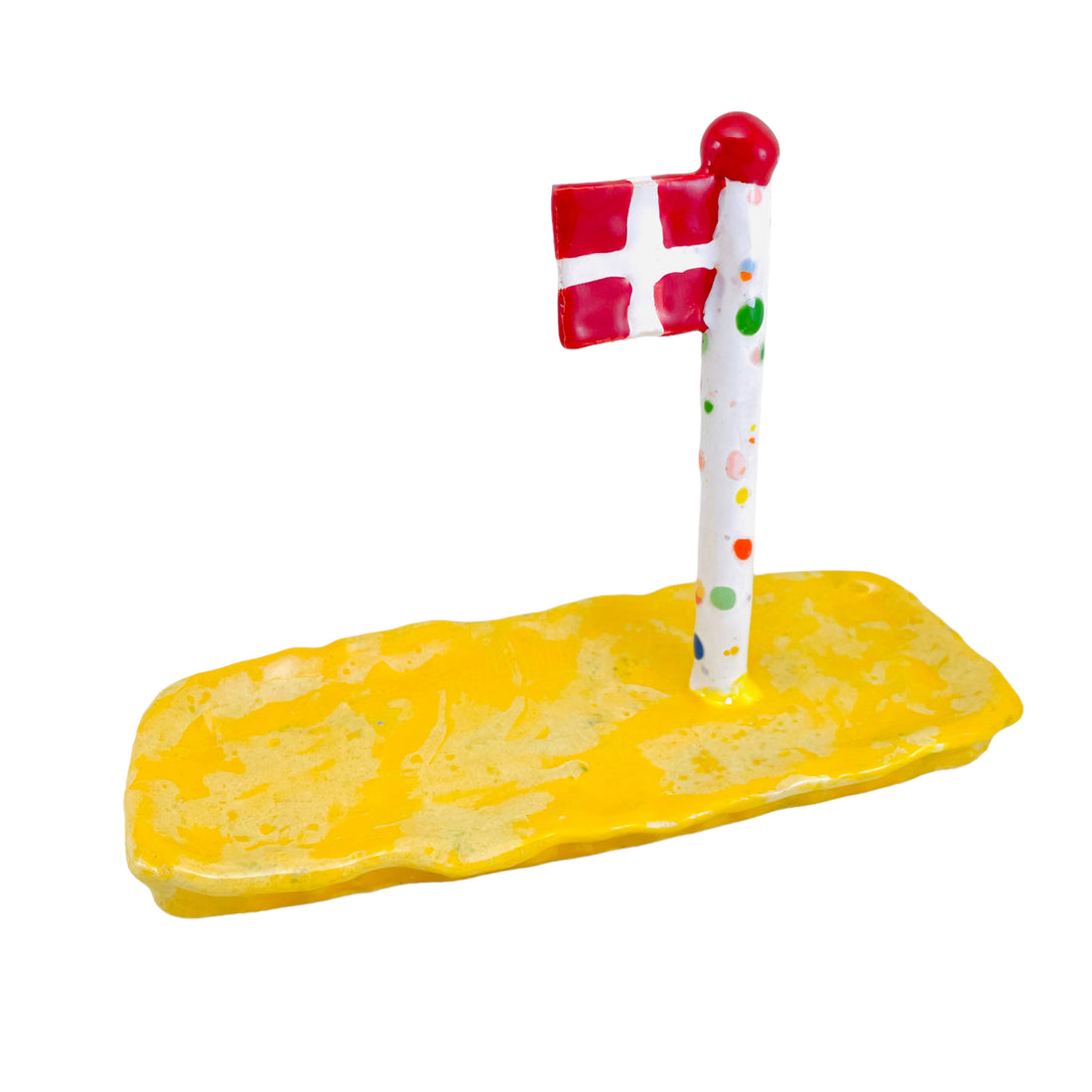 Harlekin flag på bred fod som også er et lille fad til slik eller småkager