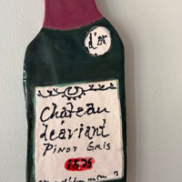 Rødvin,  keramisk Vægophæng Vinflaske. Redwine Wall object.