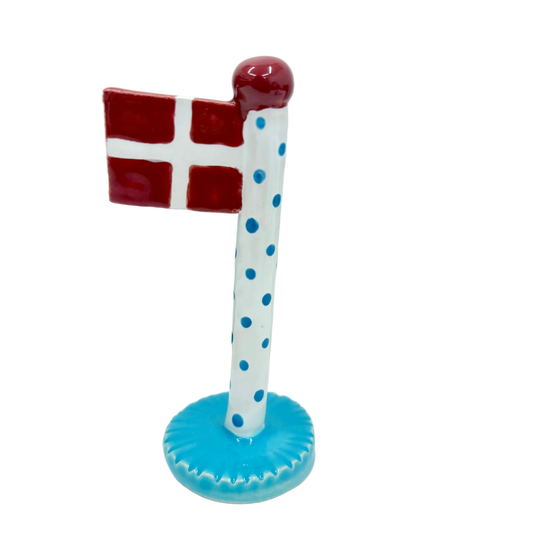 Dobbelt flag Grønlandsk/Dansk flag med blå dots og isblå fod