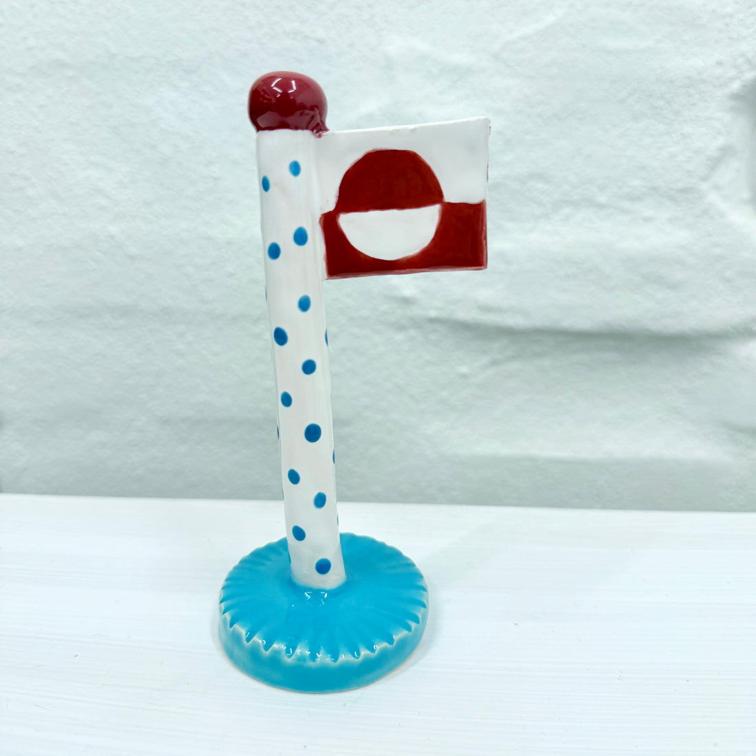 Dobbelt flag Grønlandsk/Dansk flag med blå dots og isblå fod