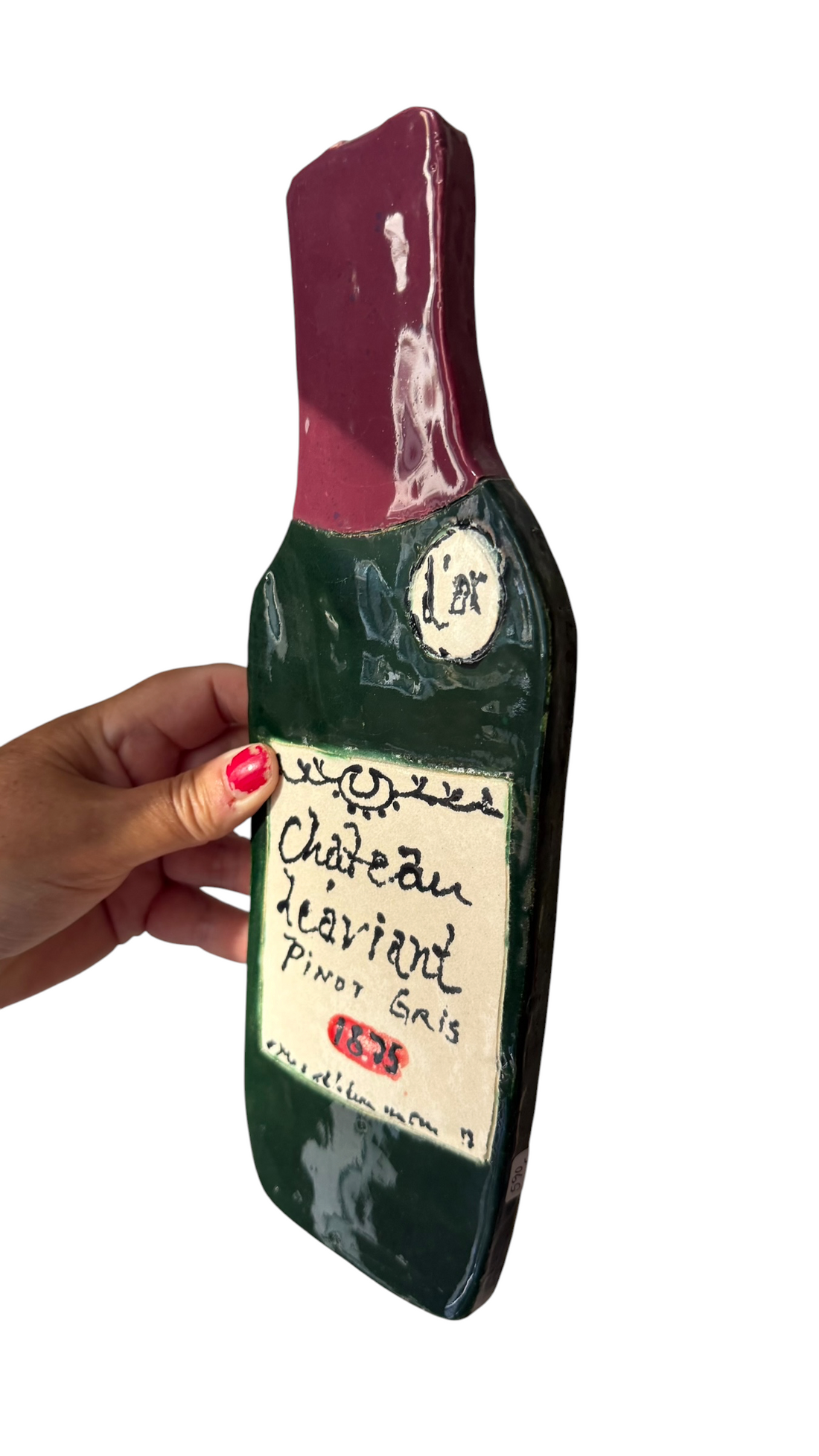 Rødvin,  keramisk Vægophæng Vinflaske. Redwine Wall object.